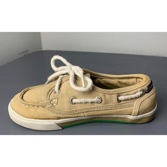 Nautica Boys Boat Shoes Tan Canvas Lace-Up Size 11 - Picture 5 of 8